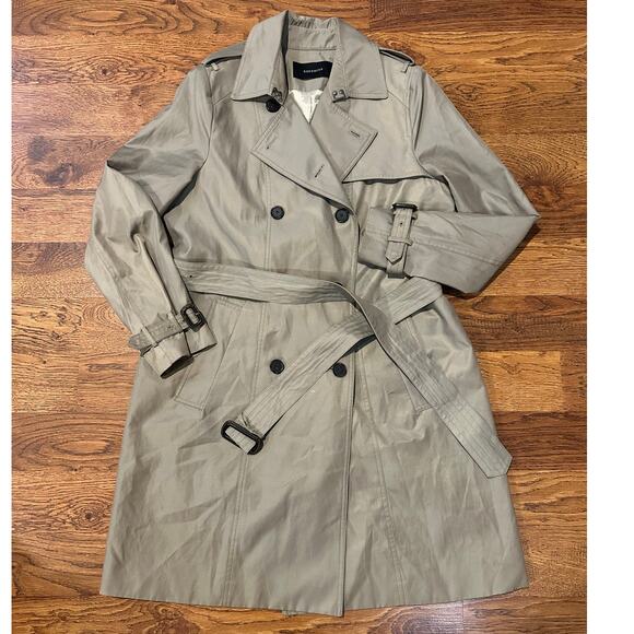 Shesmiss Jackets & Blazers - Shesmiss Women's Modern Trench Coat Taupe Approx Size 10/12 Modern Street Style